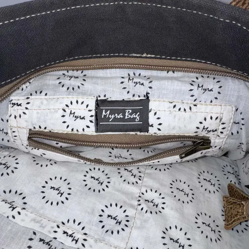 Myra Bag Canvas Faux Leather Tote Shoulder Bag Large Boho - Picture 6 of 9